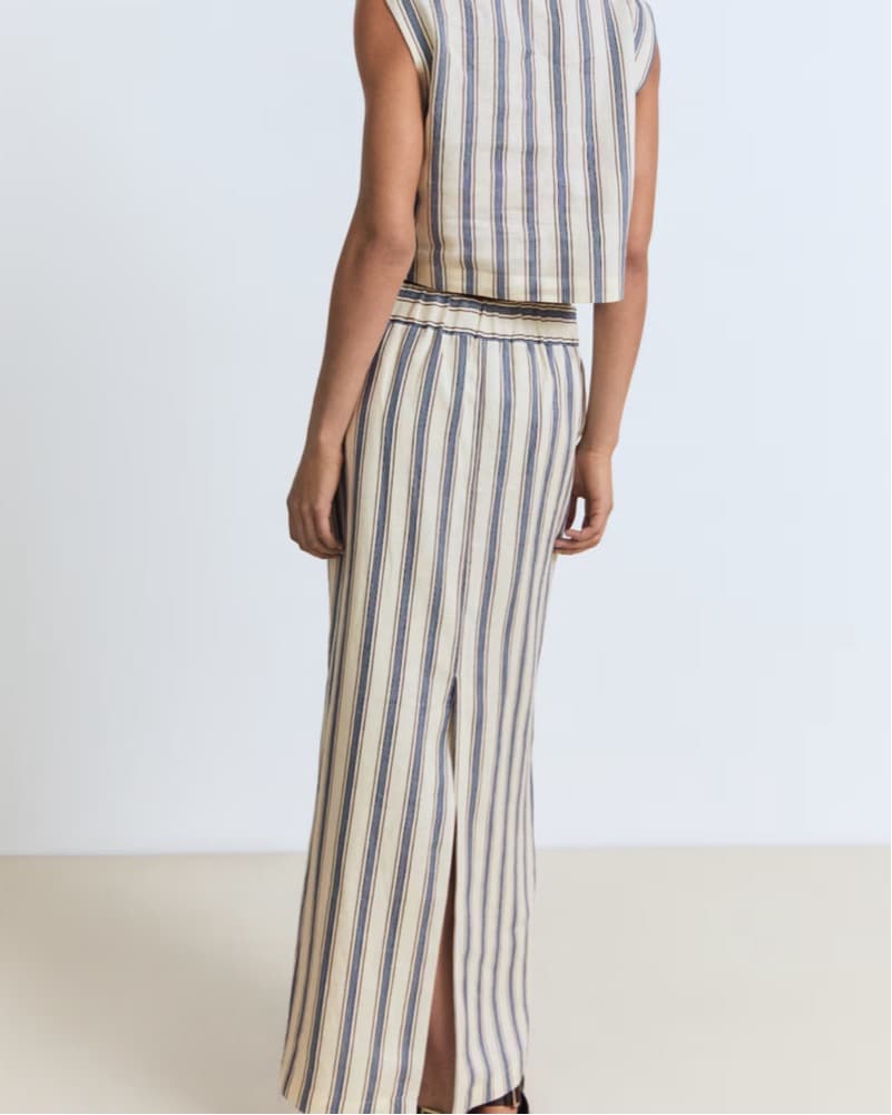 Striped Maxi Skirt with Slit - Image 3