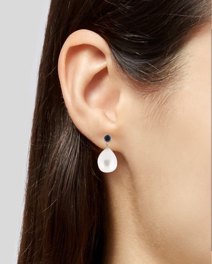 14K sapphire and pearl drop earrings  - Image 3
