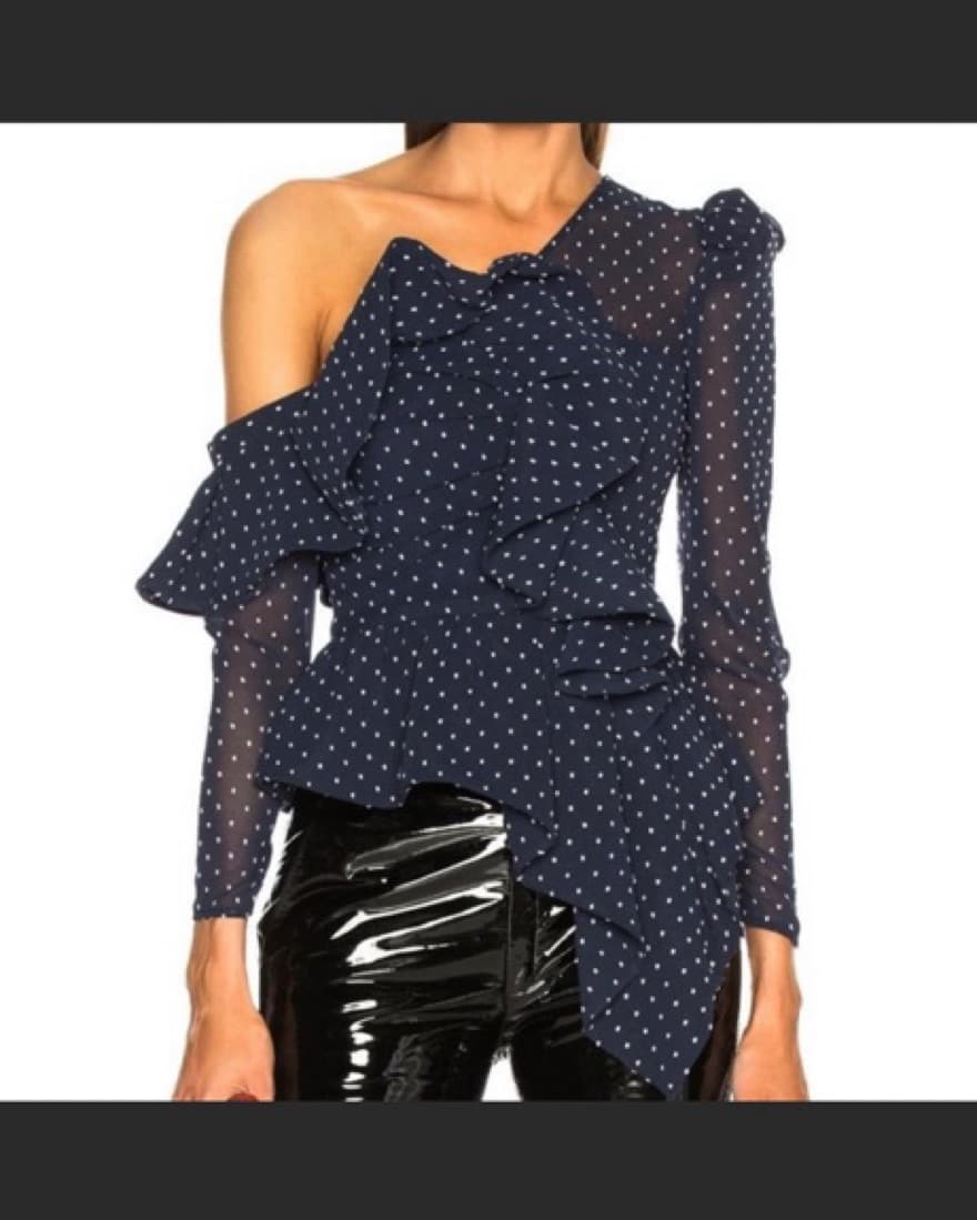 Self Portrait Asymetrical Ruffle Top - Image 1