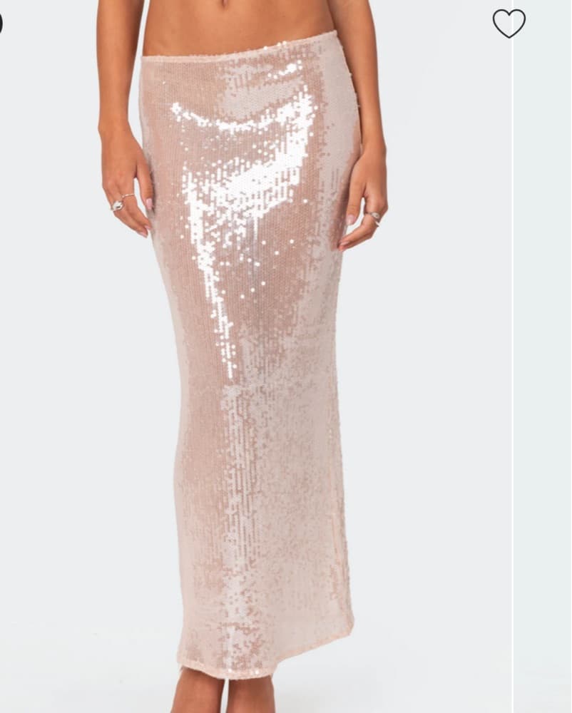 Edikted Pink Sequin Maxi Skirt - Image 2