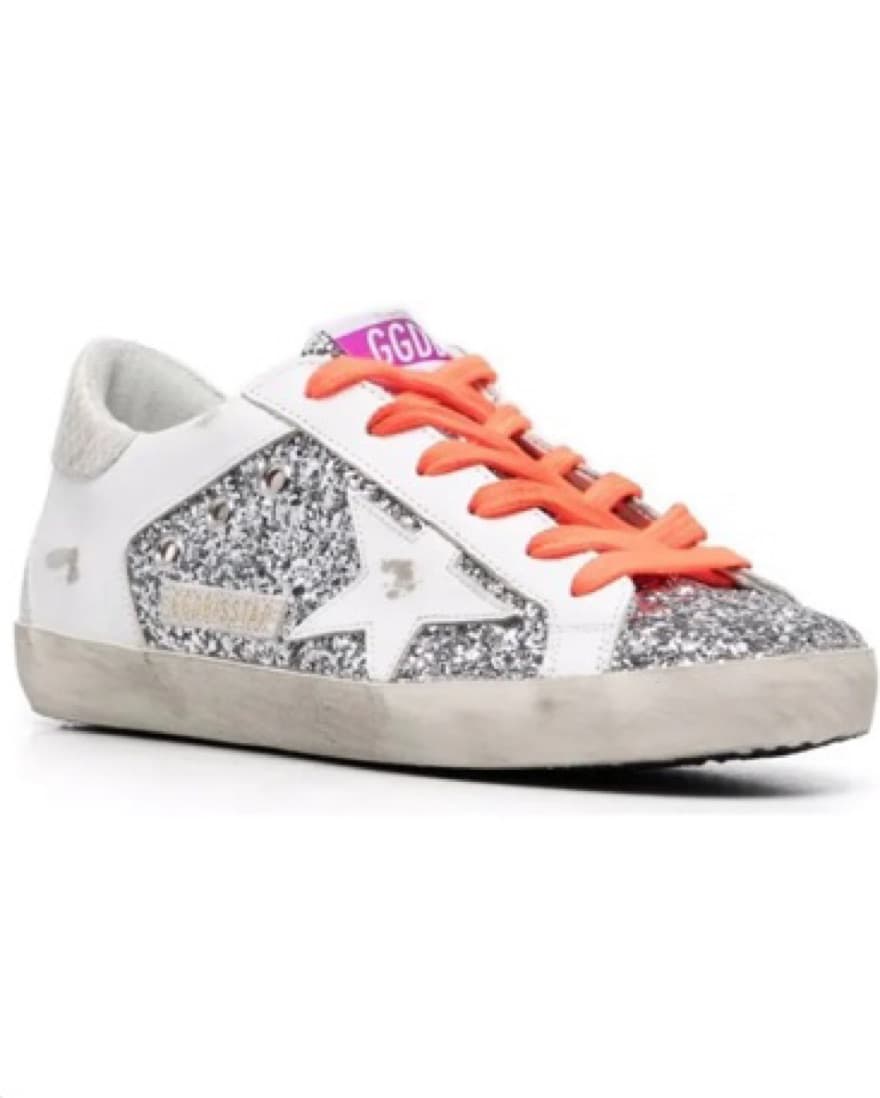 GOLDEN GOOSE Silver Glitter Super-star - Image 1