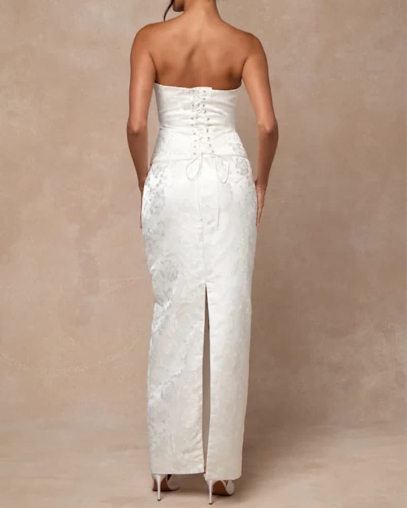Melva White Satin Jacquard Two-Piece  - Image 2
