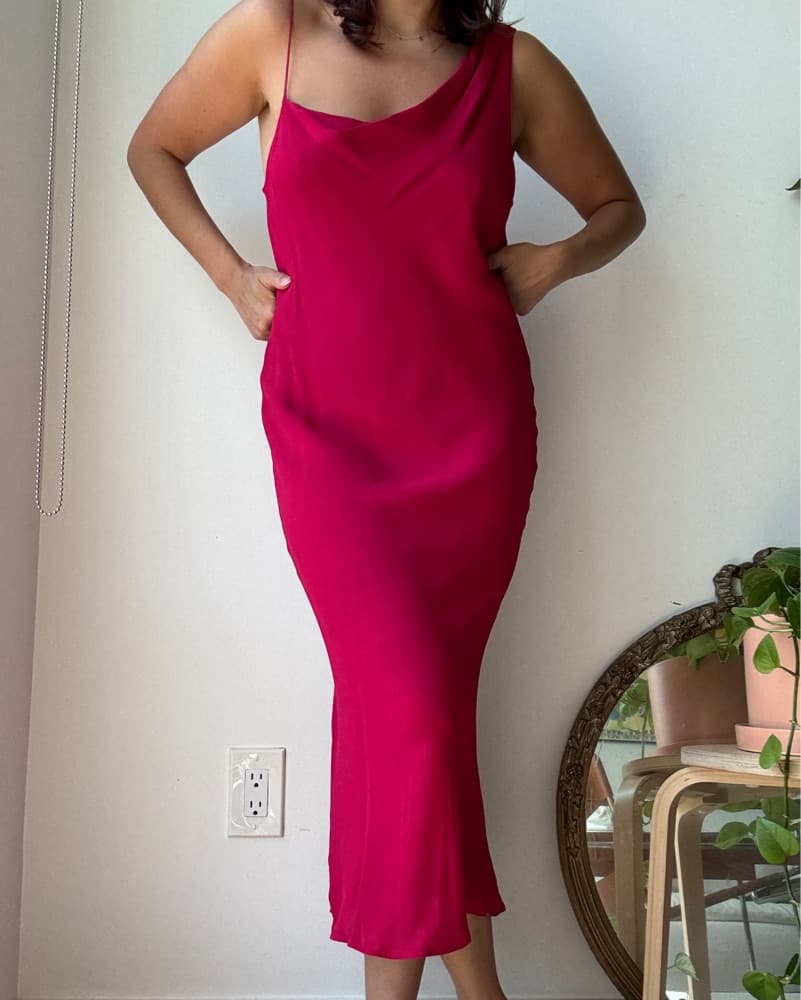 Hot Pink Reformation Slip Dress - Image 2