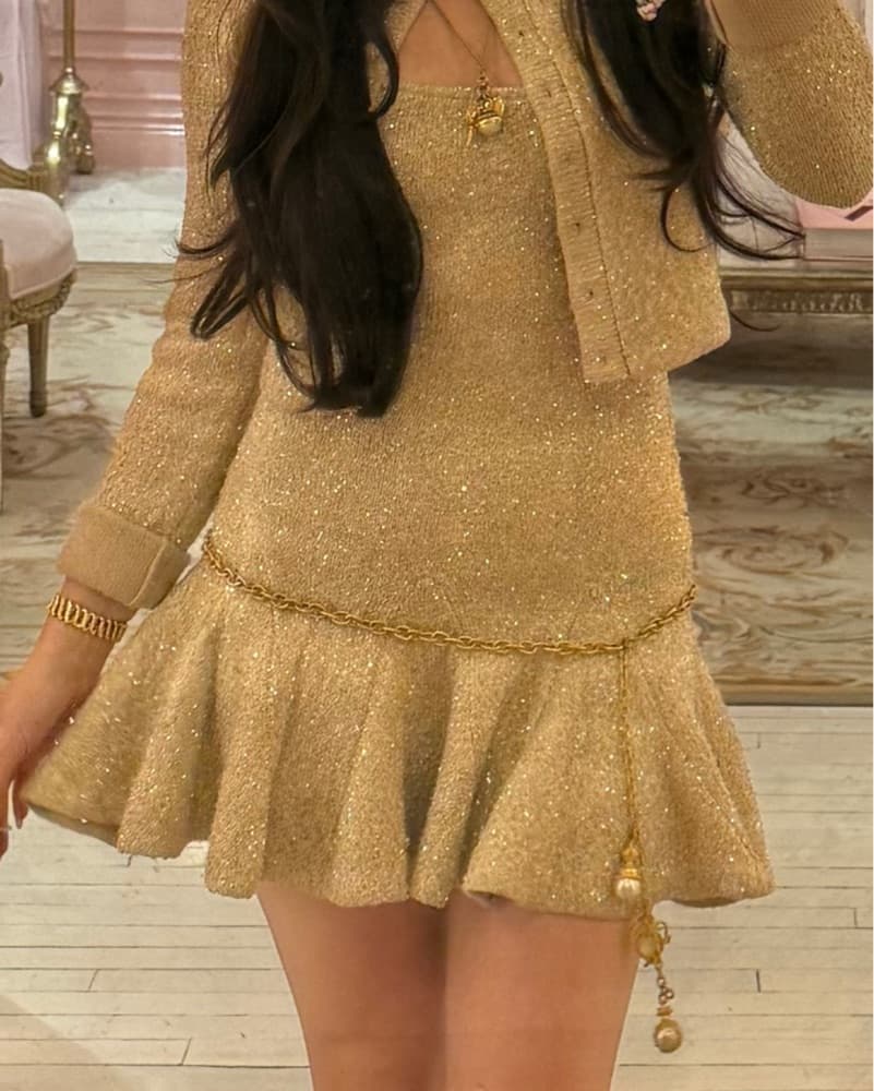 LoveShackFancy Gold Dress - Image 3