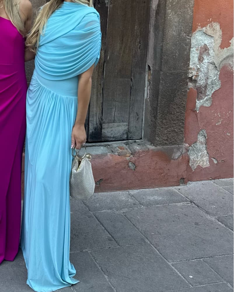 Blue Drape Formal Dress - Image 4