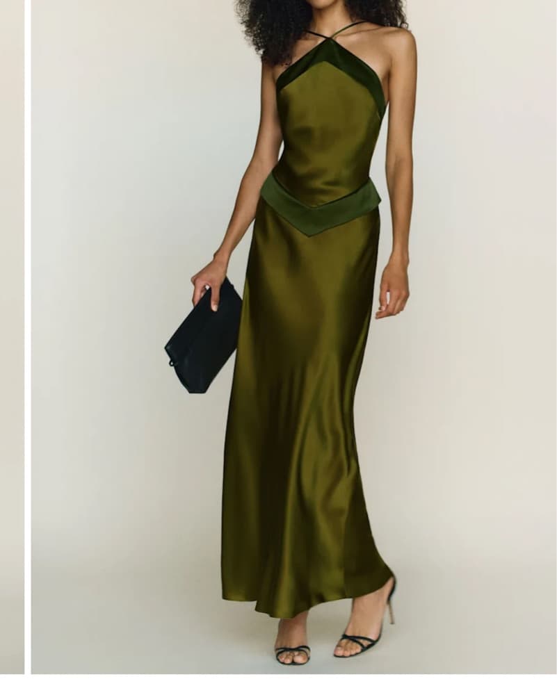 Reformation Jillian Silk Halter Dress - Image 4