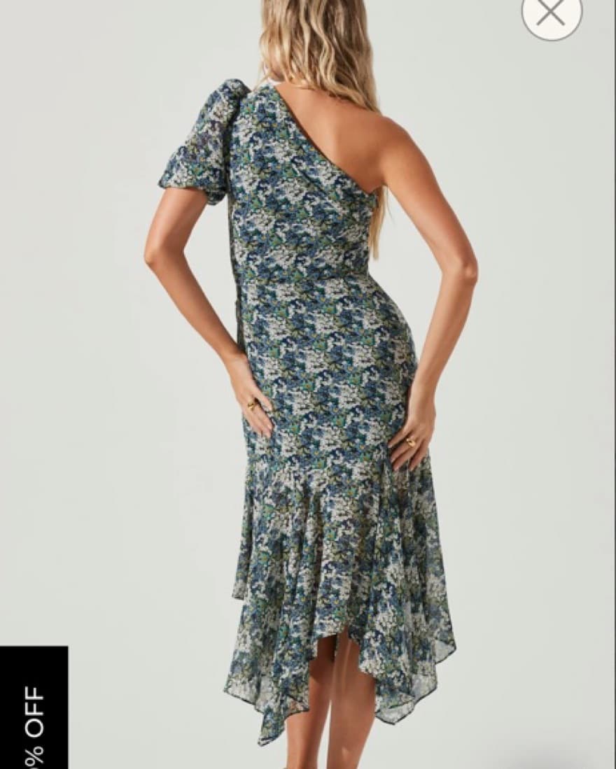 ASTR Floral One Sholder Midi Dress - Image 2