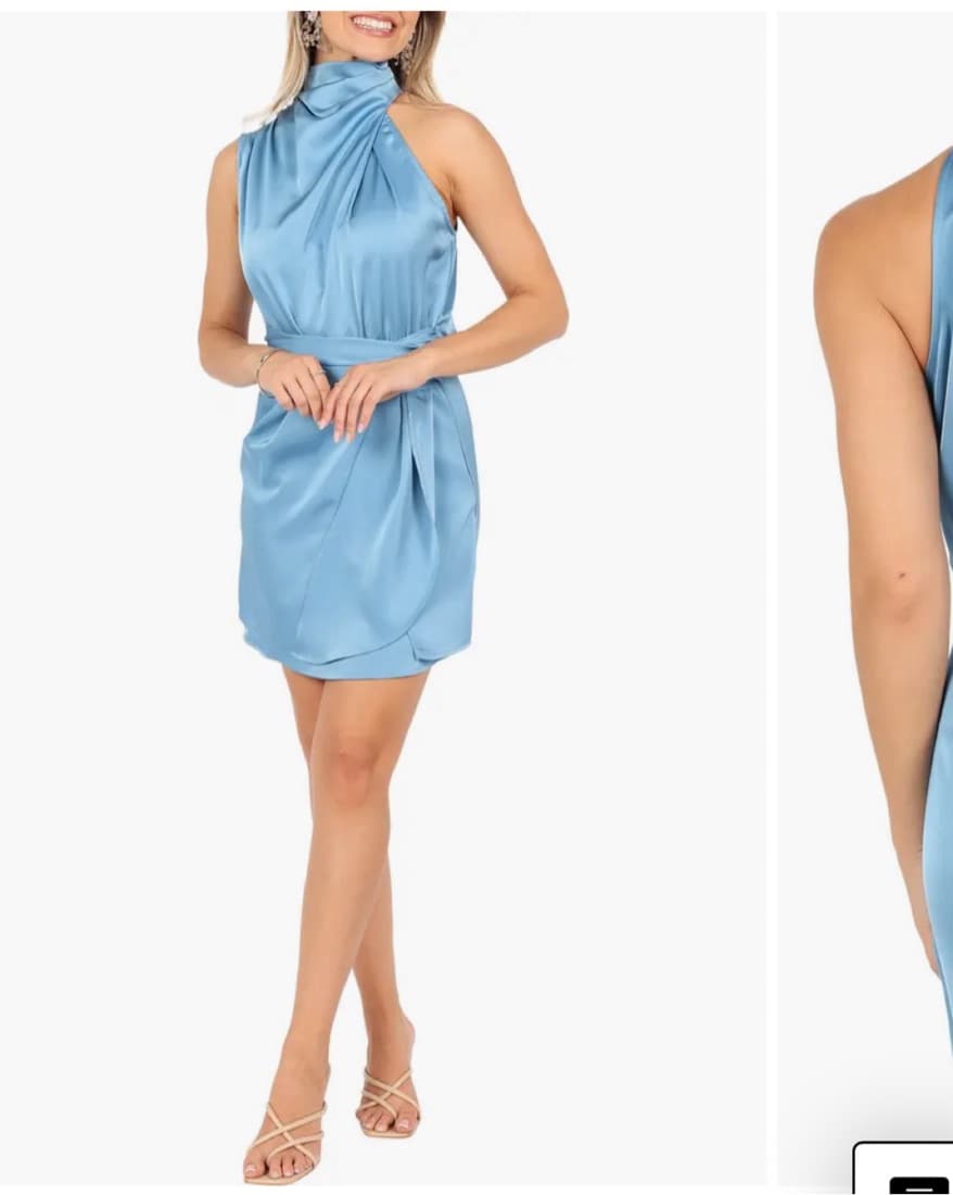 Blue Satin Mini Dress - Image 1