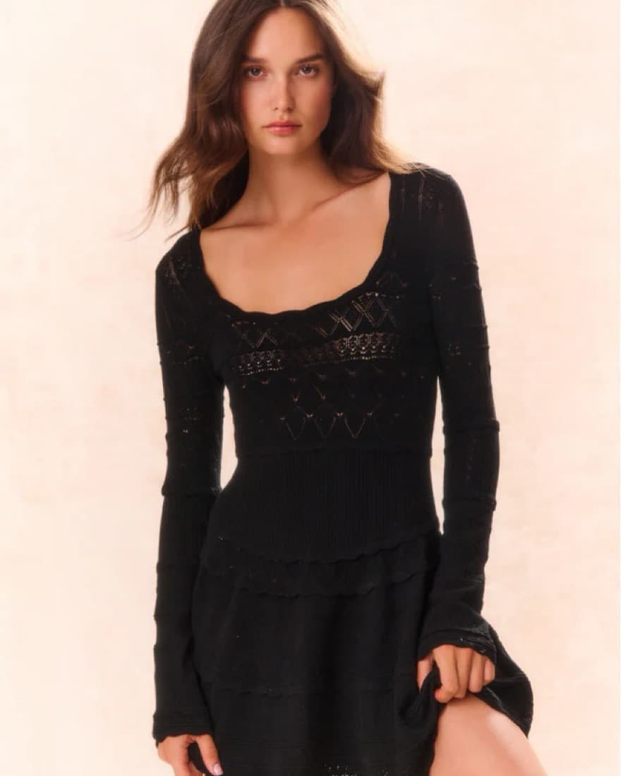 LoveShackFancy Pointelle Knit Mini Dress - Image 1