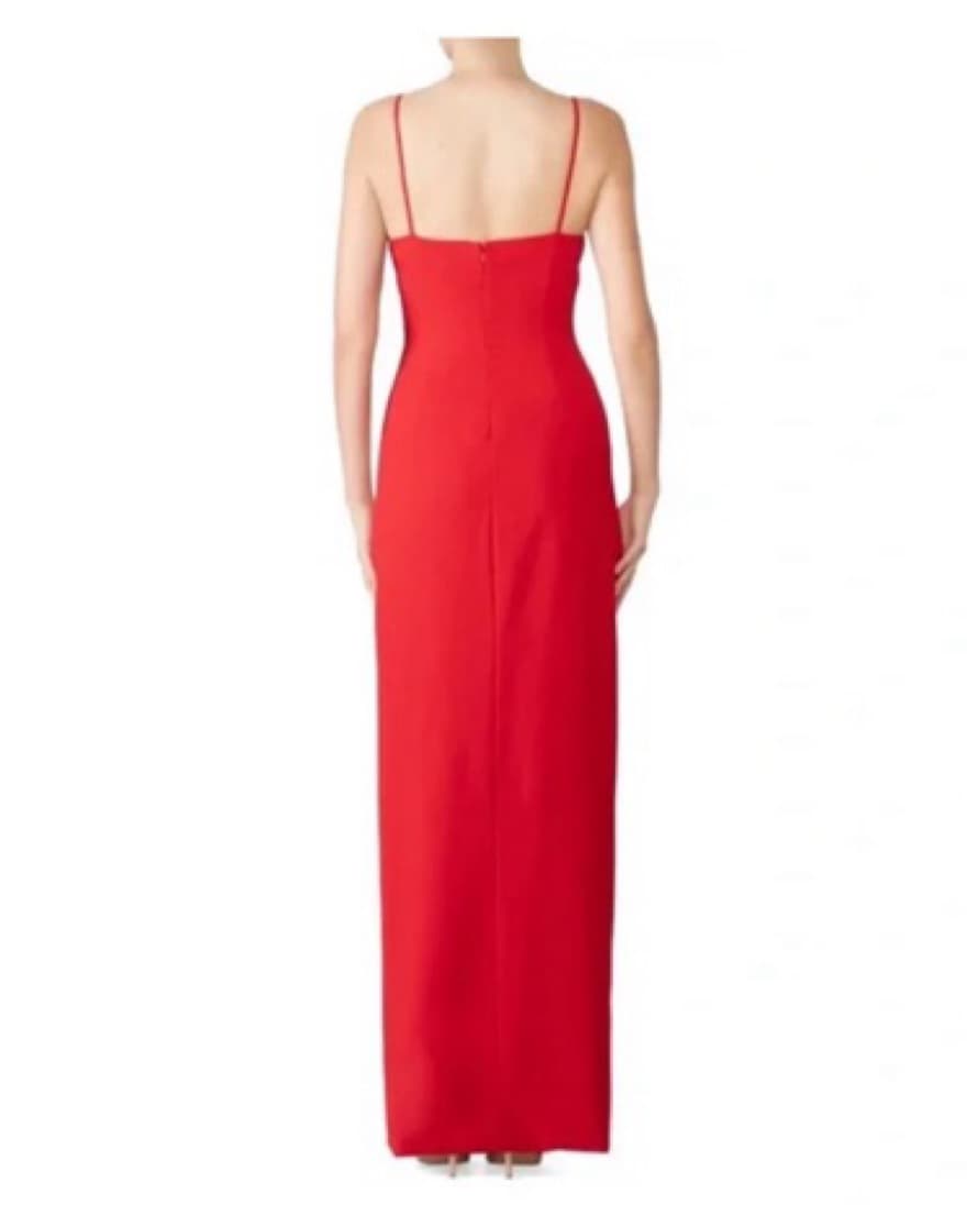 Red Satin Gown W/ Slit - Image 2