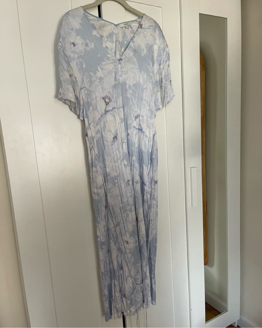 Blue Pleated Vince Midi Dress - Image 3