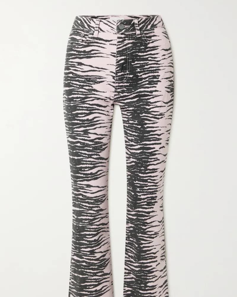Ganni Betzy Tiger Stripe Kick Flare Jean - Image 3