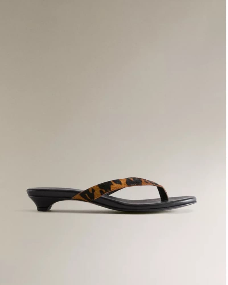 Zara Animal Print Heeled Leather Sandals - Image 1