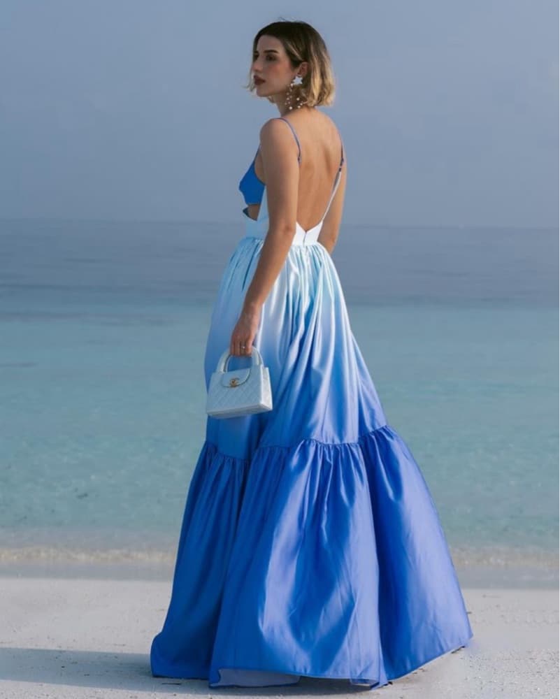 Sau Lee Blue Nova Satin Gown  - Image 3