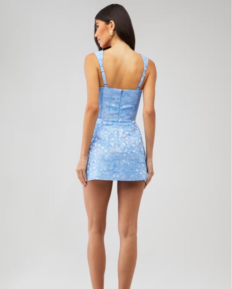 Blue Floral Mini Dress - Image 2