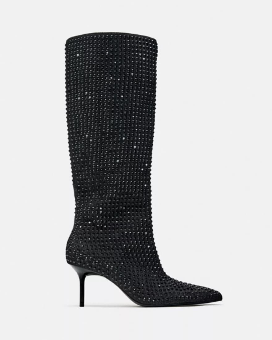  Rhinestone Heeled Boots - Image 1