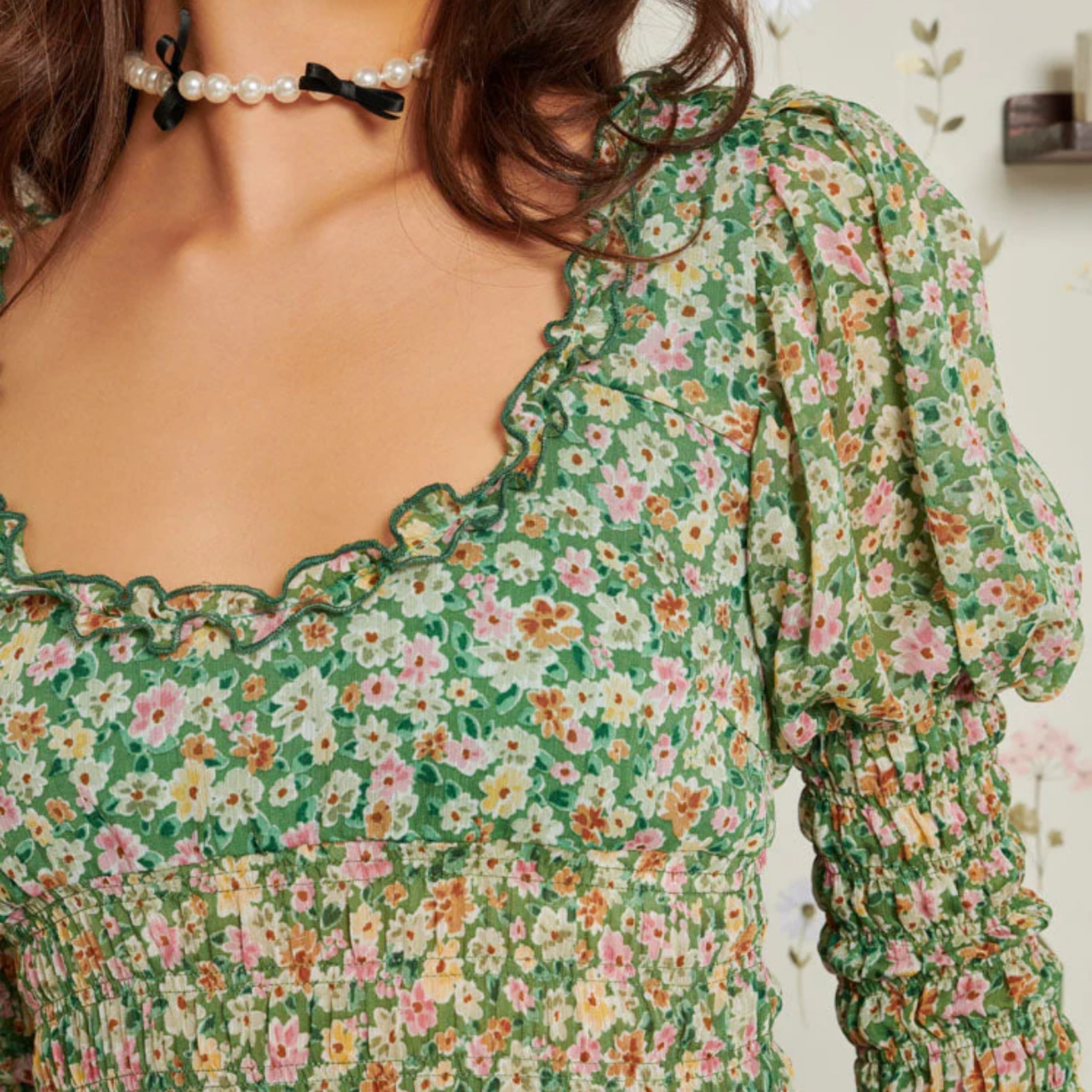 Floral Notes Boho Midi Dress - Image 5