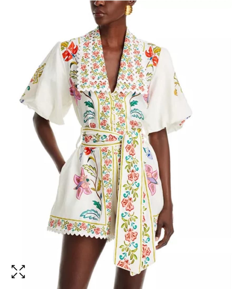 Farm Rio Floral Insects White Romper - Image 1