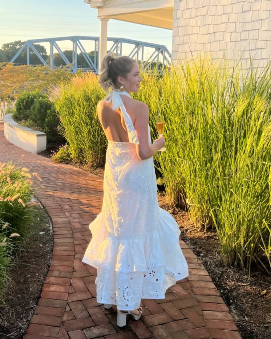 Elliatt Arawak White Eyelet Halter Dress - Image 1