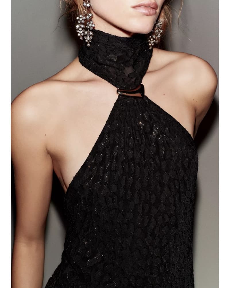 Metallic Thread Trim Halter Top - Image 3