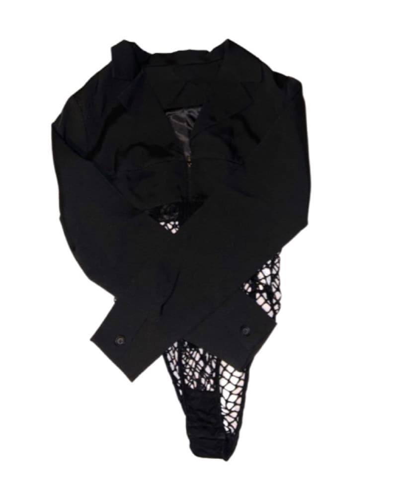 Fishnet Blazer Bodysuit - Image 1