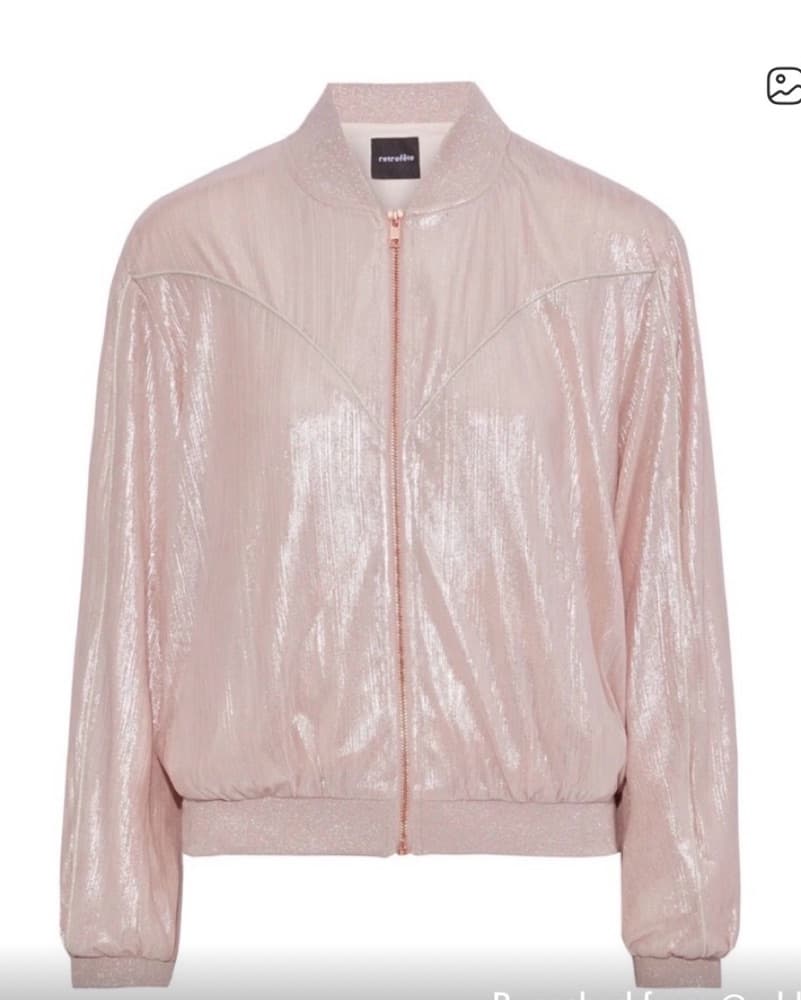 Pink Retrofete Metallic Bomber Jacket - Image 2