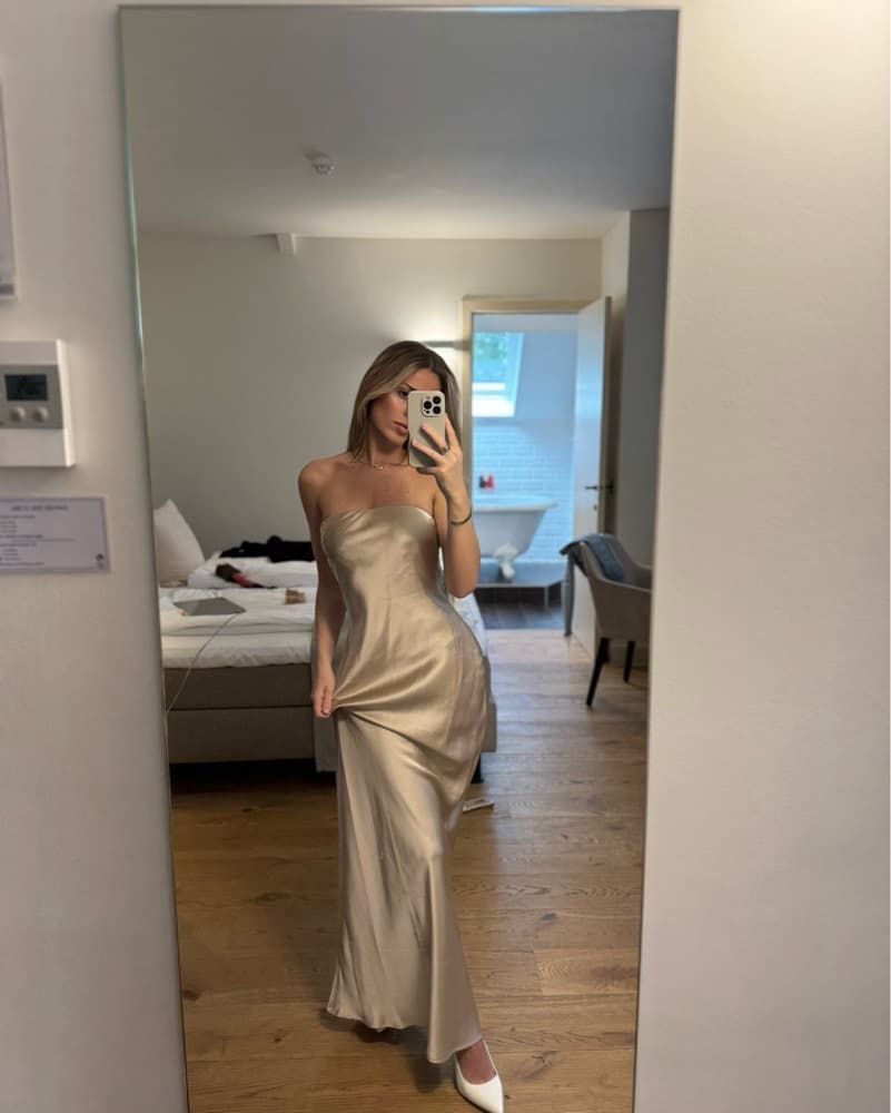 Strapless Champagne Classy Long Dress Xs - Image 2