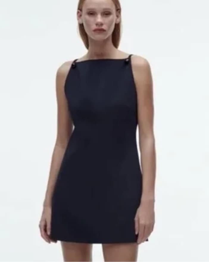 Navy Zara High Neck Mini Dress - Image 1