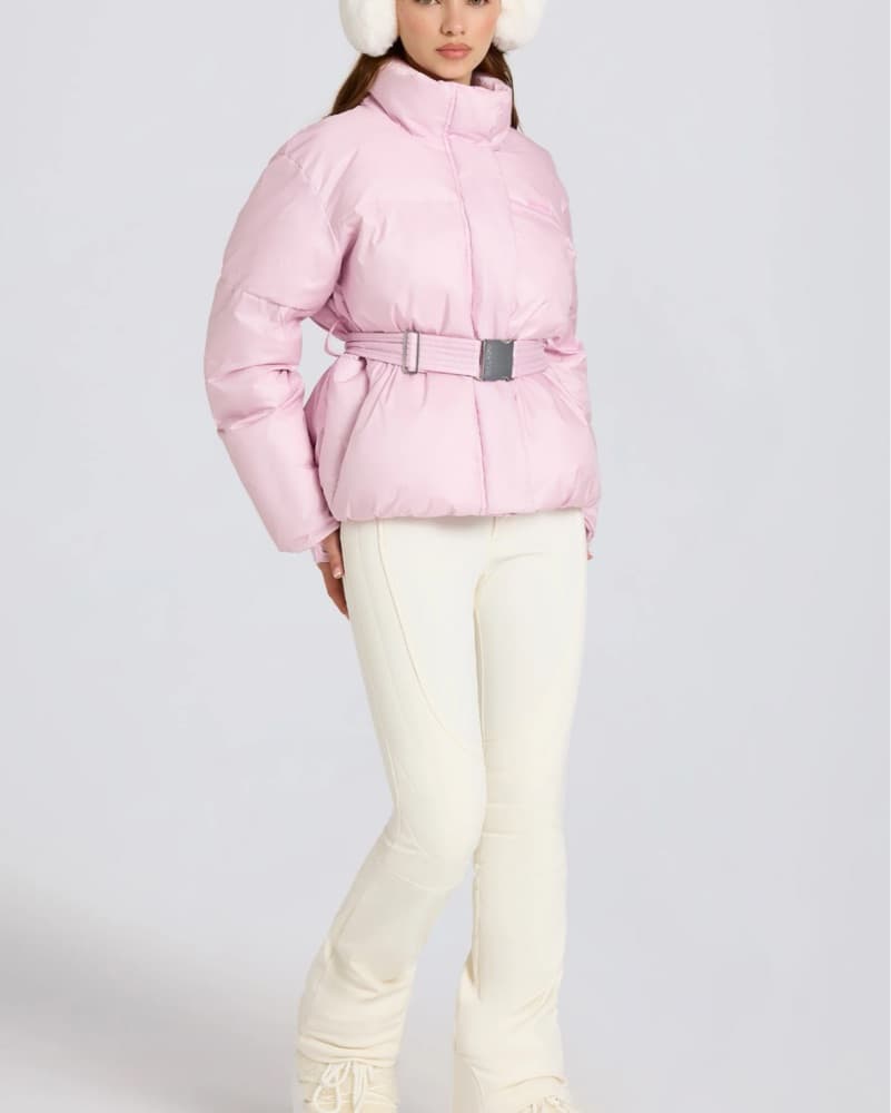 Light Pink Puffer Belted Ski Set  - Image 3