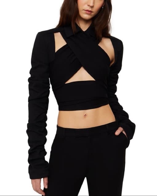 Danielle Guizio Wrap Blazer Cutout Top - Image 2