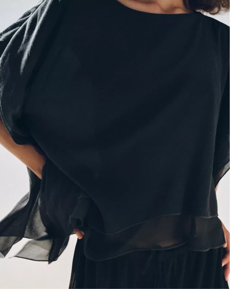 Black Asymmetric Cape Top - Image 2