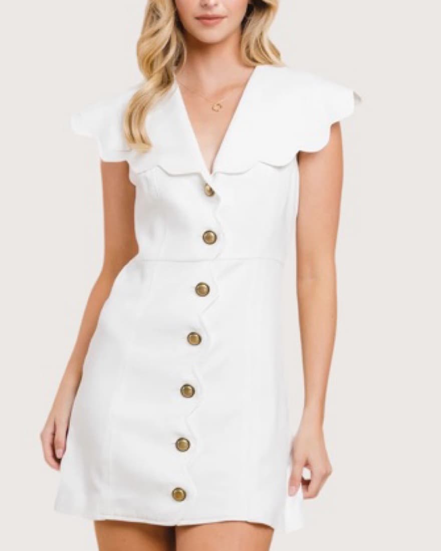 White Scallopped Dress - Image 1