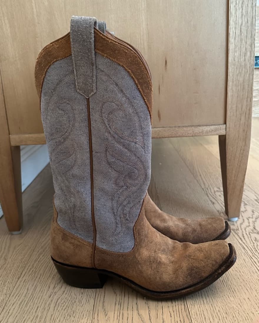 Blue and brown cowboy boots - Image 1