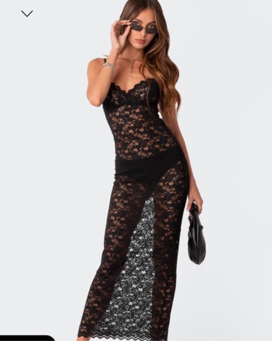 Black Sheer Lace Dress - Image 2