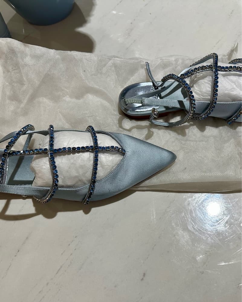 jeffrey campbell shoes, 7.5, blue flats - Image 2