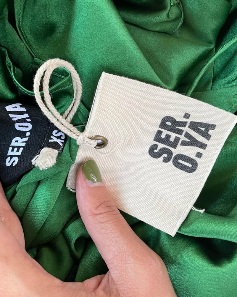 SER.O.YA Emma Silk Dress in Amazon Green - Image 3