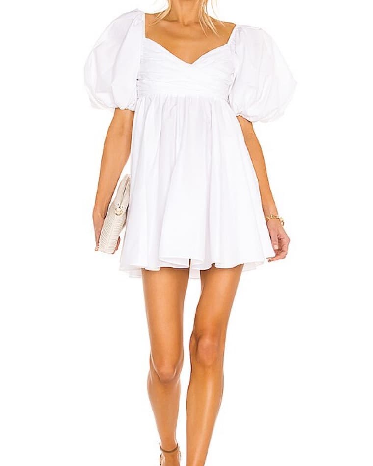 White Puff Sleeve Mini Dress  - Image 1