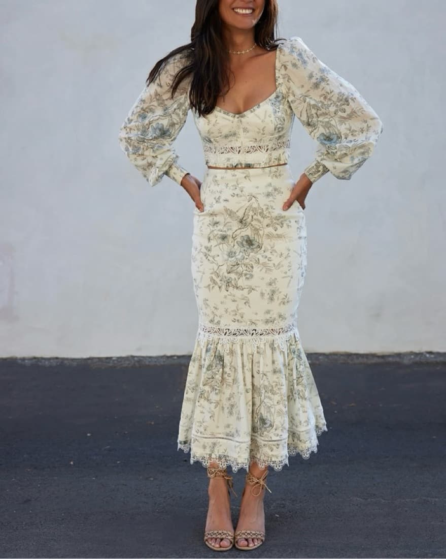 V.Chapman Blue Floral Skirt - Image 1
