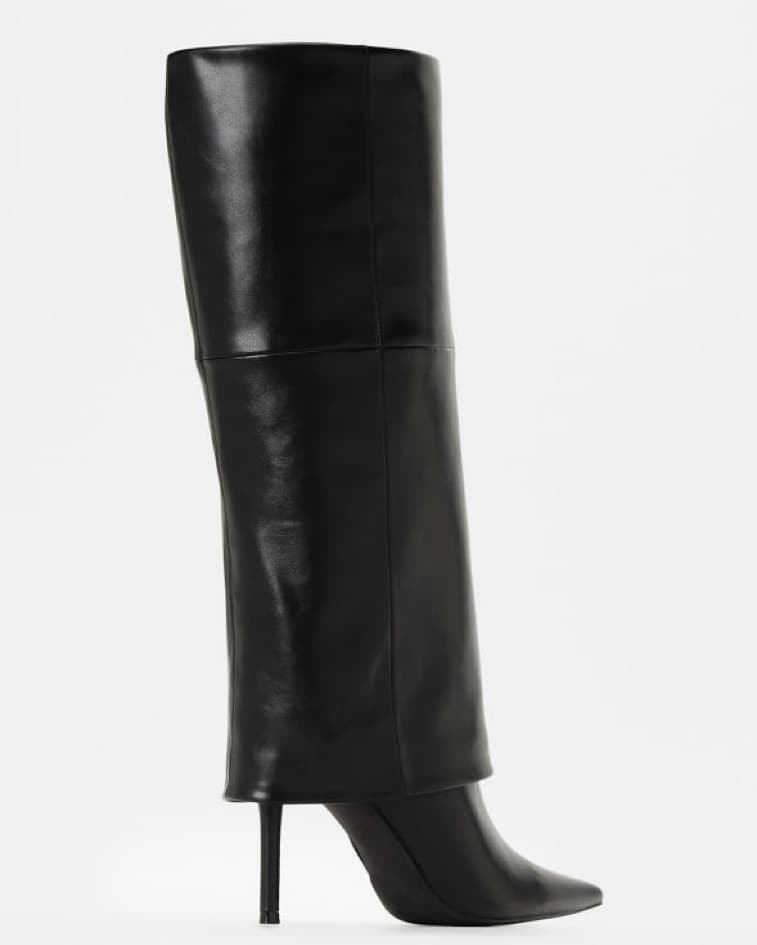 Sleek Black Leather Knee-High Boots - Image 2