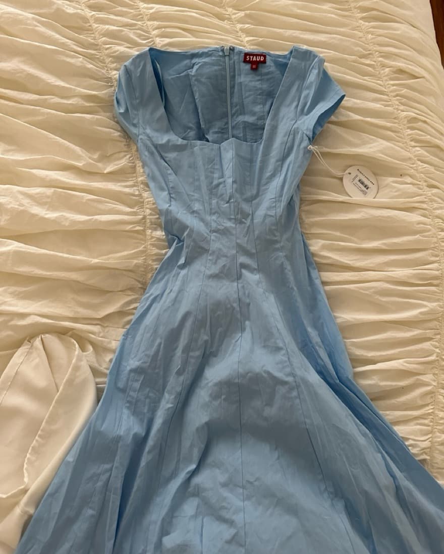 Staud Blue Wells Midi Dress - Image 4