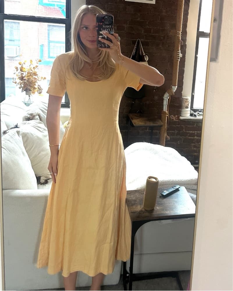 Scoop Neck Midi Dress Casual - Image 1