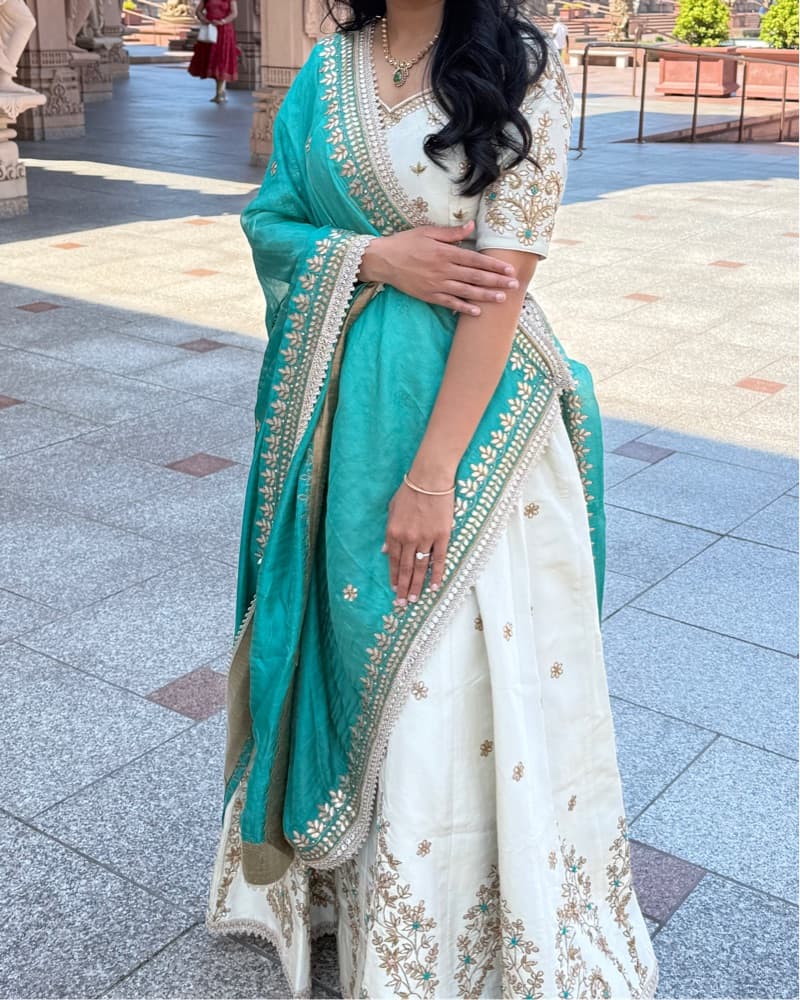 Elegant Mint Green and Ivory Lehenga Choli - Image 4