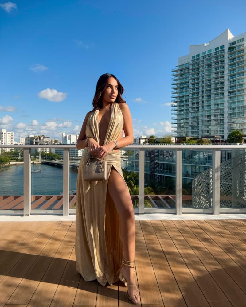Glamorous Gold Halter Maxi Dress - Image 5