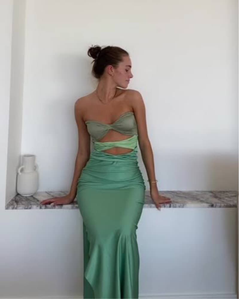 Ola Maxi Dress In Matcha mix  - Image 2