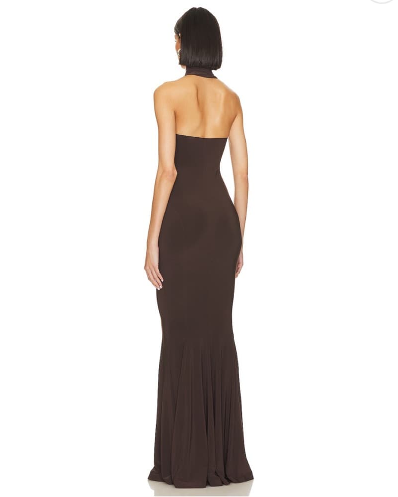 Norma Kamali Halter Turtle Fishtail Gown - Image 3