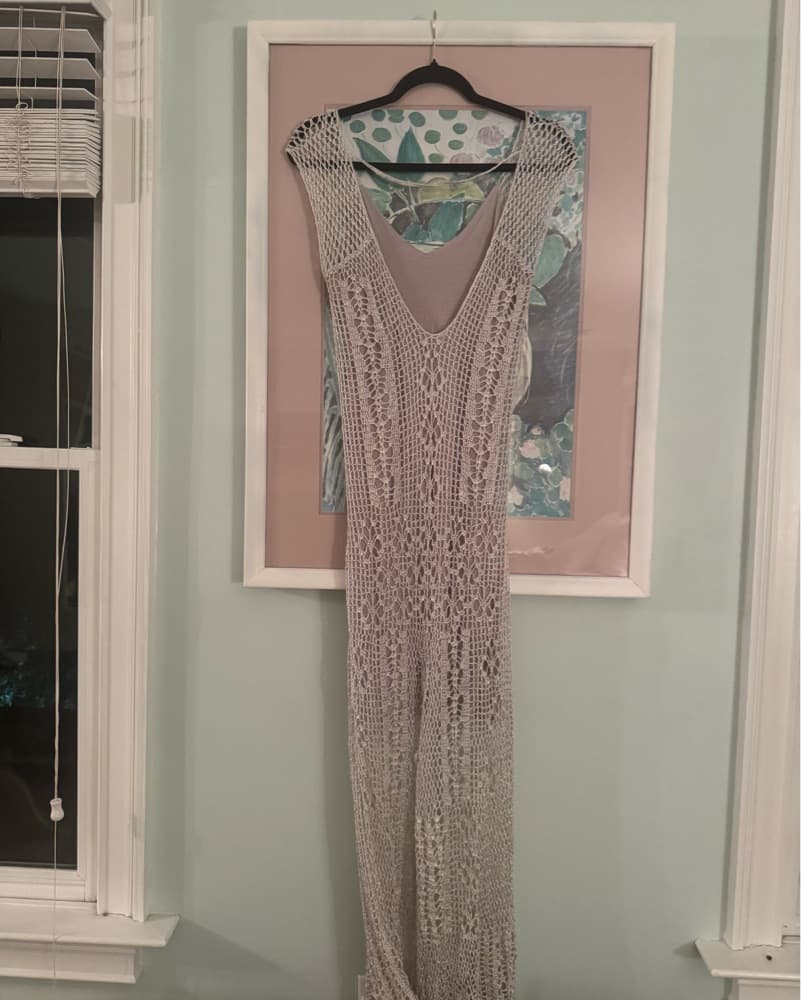 Free People Silver Knit Maxi Dress - Image 2