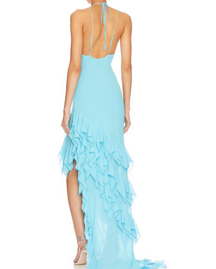 Elegant Ruffled Halter Maxi Dress - Image 2