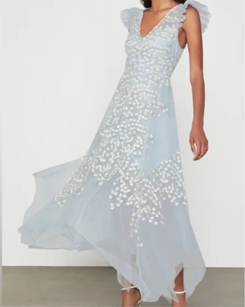 Embroidered Tulle Pale Blue Dress - Image 2