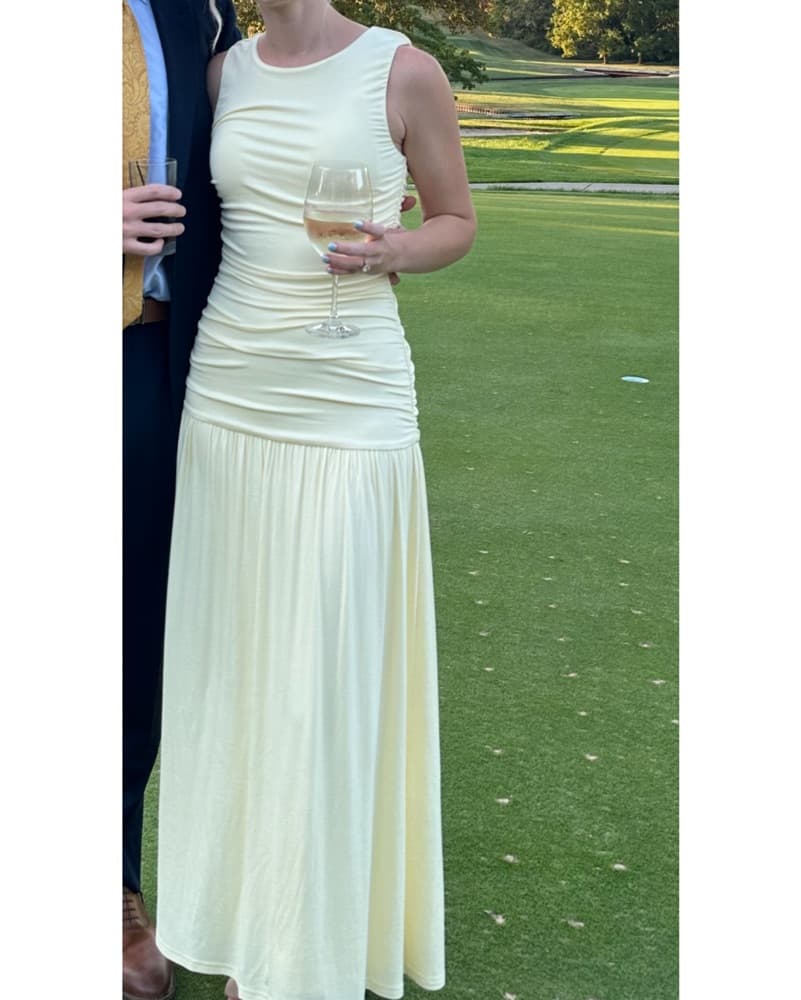 Lulus Yellow Drop Waist Maxi Dress - Image 1