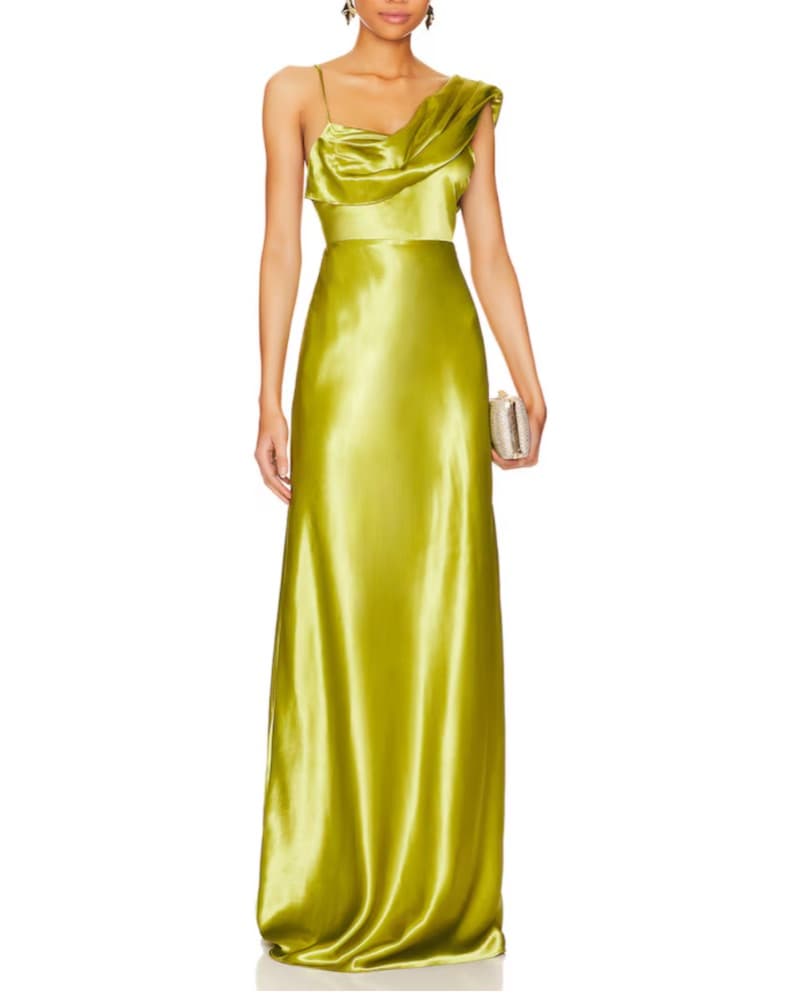 Green Satin Gown - Image 1
